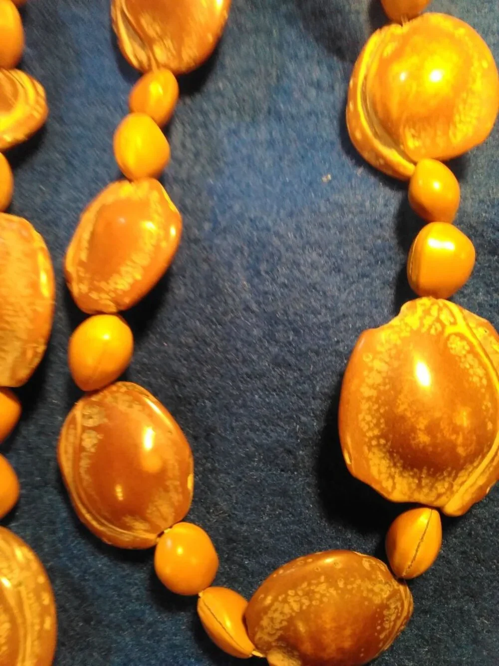 Vintage 17 Inch Puka Carved Nuts Beaded Indian Style Pendant Necklace #CJ6